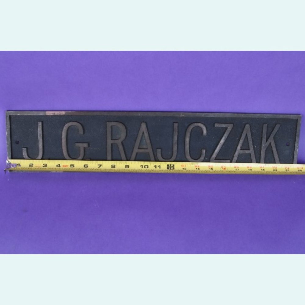 Vintage Solid copper nameplate J. G. Rajczak - Picture 2 of 5